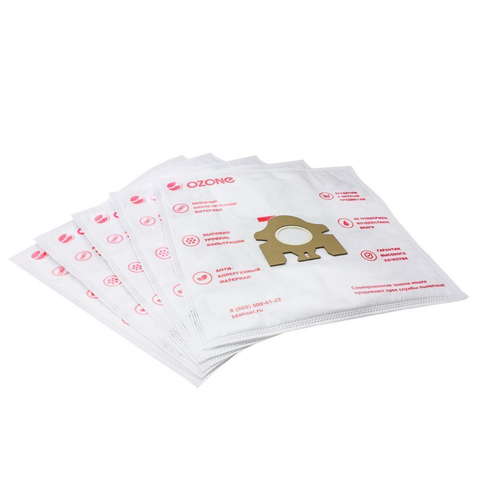 Мешки-пылесборники для пылесосов Miele синтетические, 5 шт + микрофильтр, Ozone, M-49NZ